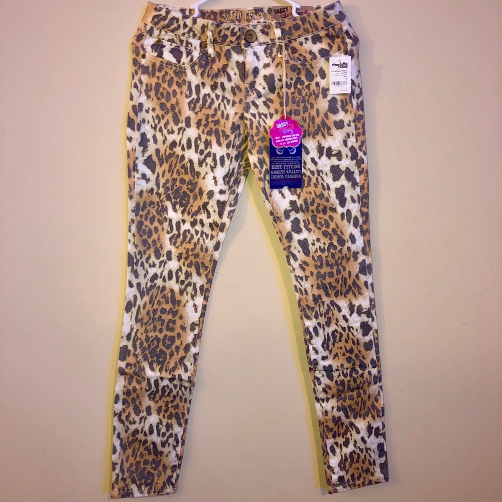 Leopard Print Skinny Jeans with Sparkle